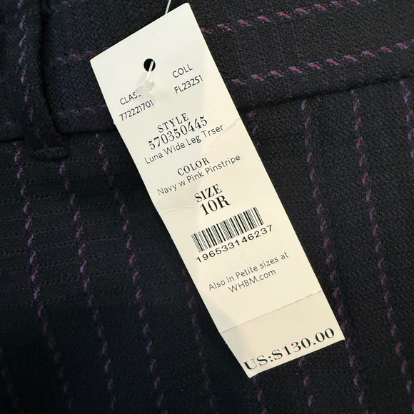 White House Black Market Suit Set 12 Blazer 10R Pants Navy Pink Pinstripe NWT - Picture 5 of 7